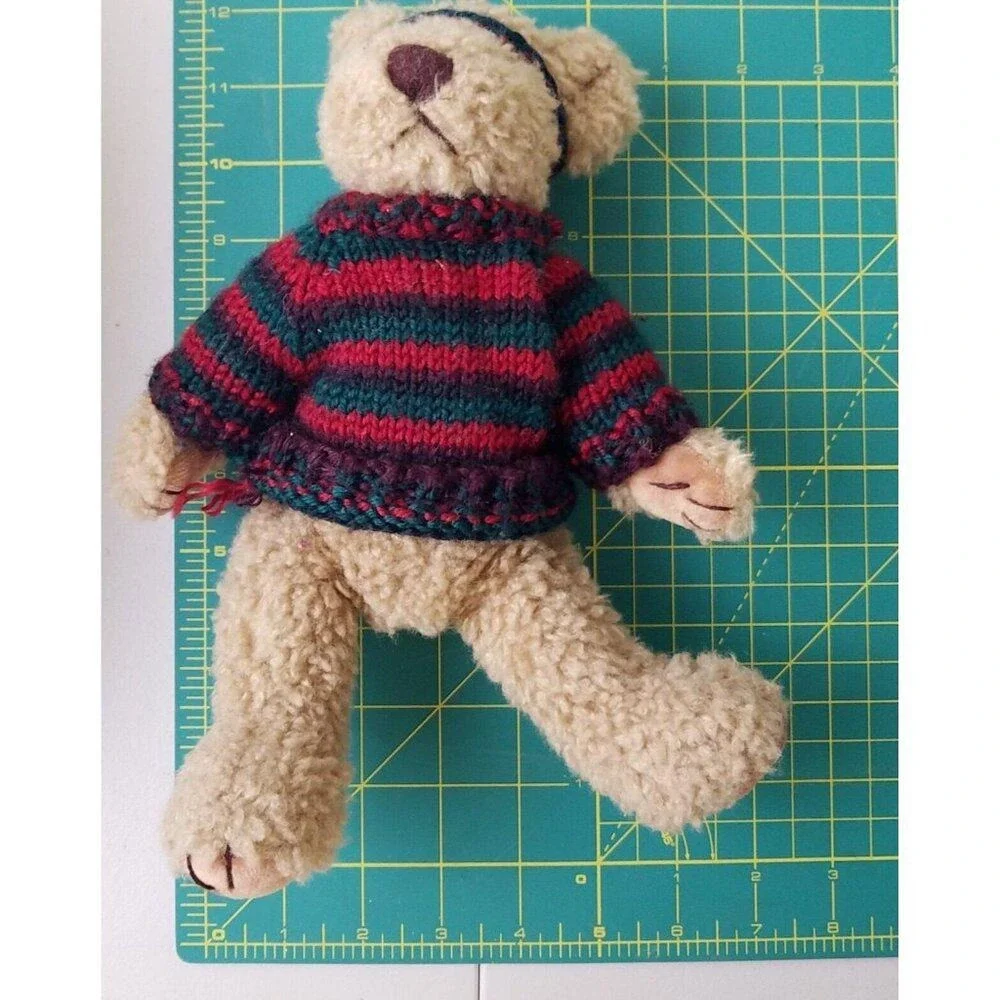 Stichler blonde bear plush‎ with multicolored sweater headband jointed legs